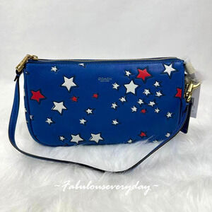COACH Plaza Bag With Americana Star Print In Leather Brass/Deep Sky Multi CFK14